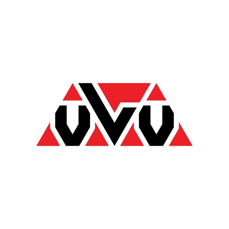 Vector el diseño del logotipo del triángulo vlv con forma de triángulo, el diseño del monograma del logotipo vlv con triángulo vectorial, la plantilla del logotipo con color rojo, el logotipo triangular vlv simple, elegante y lujoso.