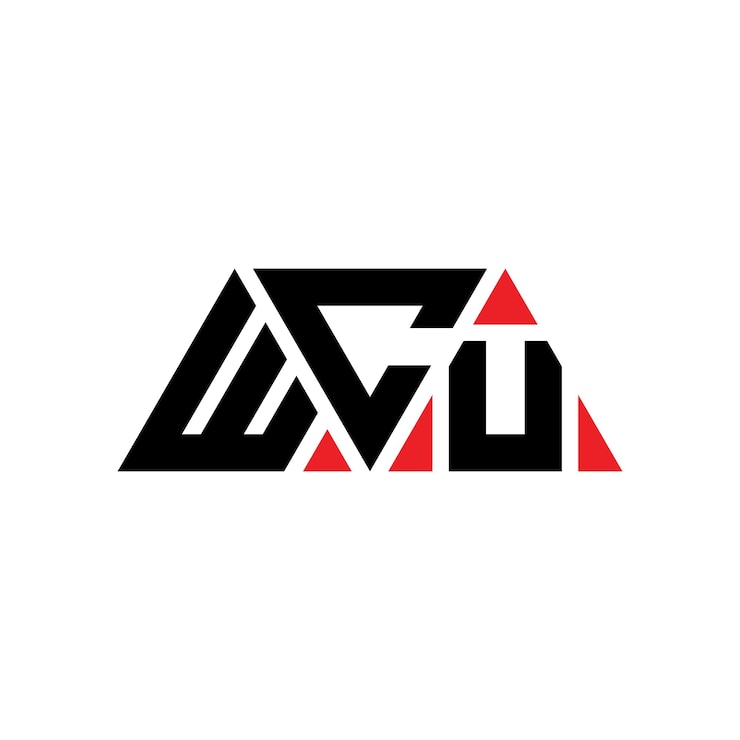 Vector el diseño del logotipo del triángulo wcu con forma de triángulo el diseño del monograma del logotipo wcu triángulo vector del logotipo de la plantilla wcu con color rojo el logotipo triangular de wcu simple elegante y lujoso logotipo wcu