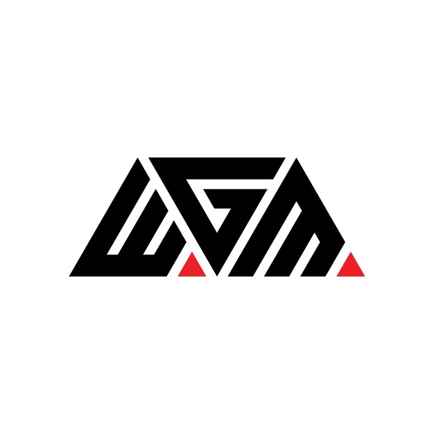 El diseño del logotipo del triángulo WGM con forma de triángulo, el diseño del monograma del logotipo WGM con triángulo vectorial, la plantilla del logotipo con color rojo, el logotipo triangular WGM simple, elegante y lujoso.