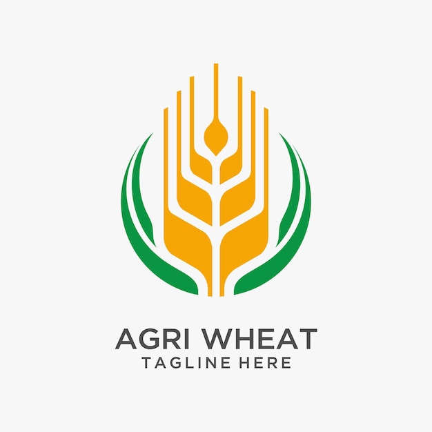 Diseño de logotipo de trigo agrícola.