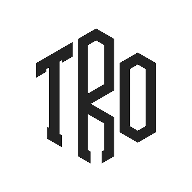 Diseño del logotipo de TRO Letra inicial TRO Monograma Logotipo con forma de hexágono