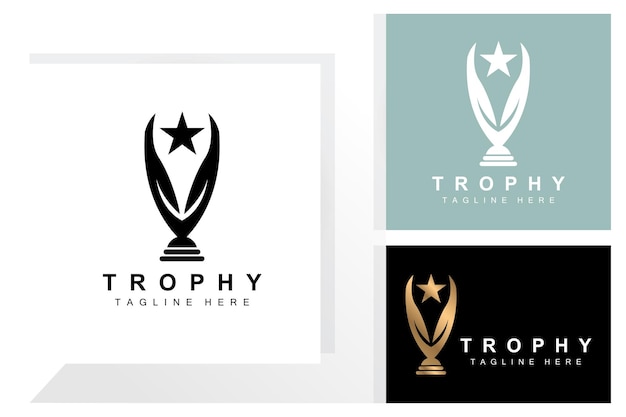 Diseño logotipo trofeo premio ganador campeonato trofeo vector éxito marca