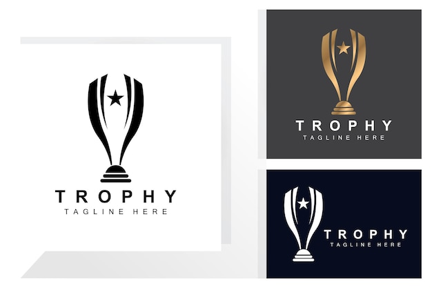 Diseño logotipo trofeo premio ganador campeonato trofeo vector éxito marca