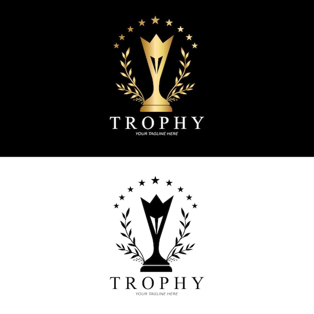 Diseño logotipo trofeo premio ganador campeonato trofeo vector éxito marca