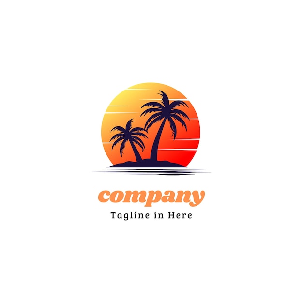 Diseño de logotipo tropical colorido para la playa y la marca de viajes
