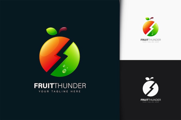 Diseño de logotipo de trueno de frutas con degradado.