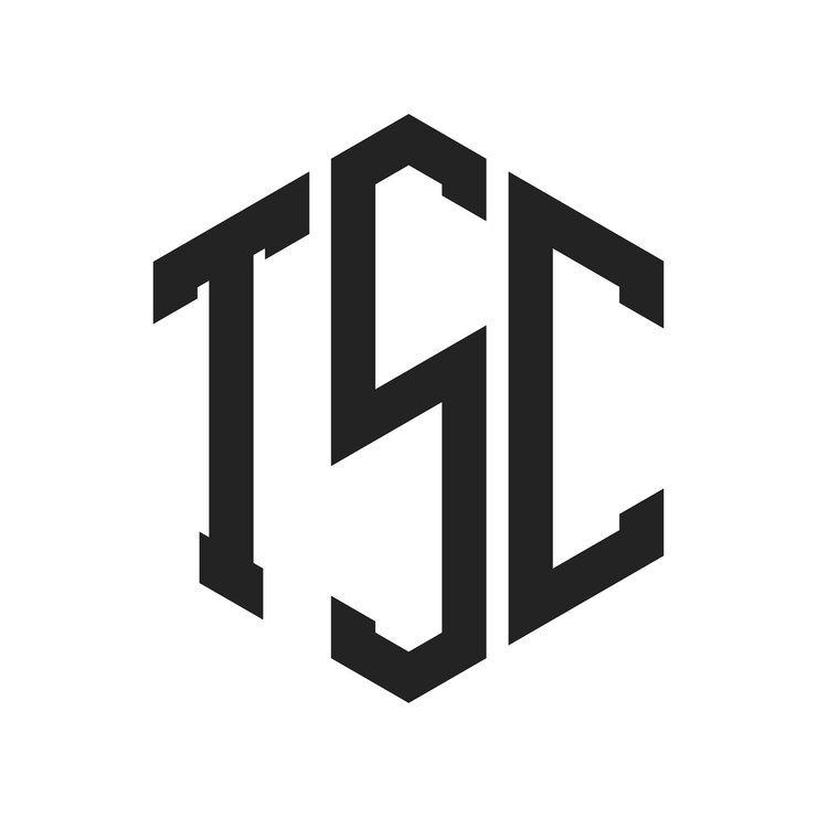 Vector diseño del logotipo de tsc letra inicial monograma de tsc logotipo con forma de hexágono