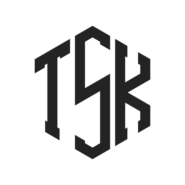 Diseño del logotipo de TSK Letra inicial Monograma de TSK Logotipo con forma de hexágono