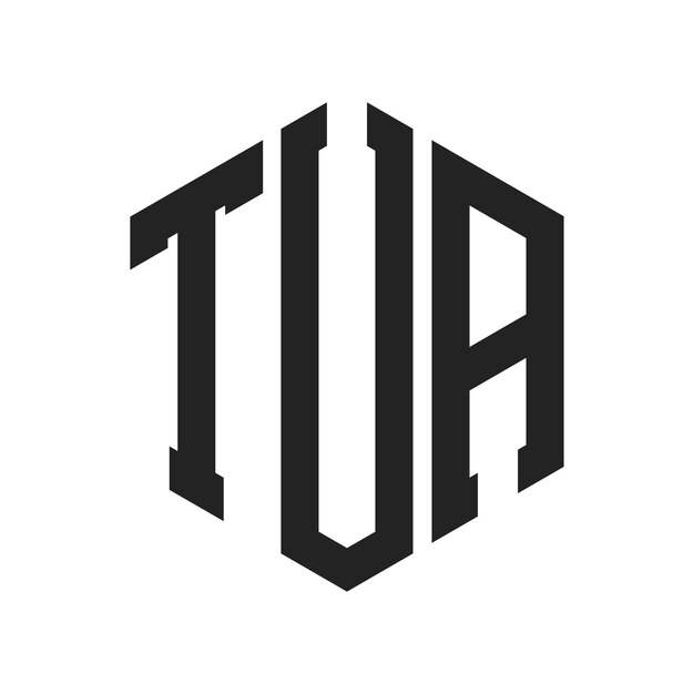 Diseño del logotipo de TUA Letra inicial TUA Monograma Logotipo con forma de hexágono