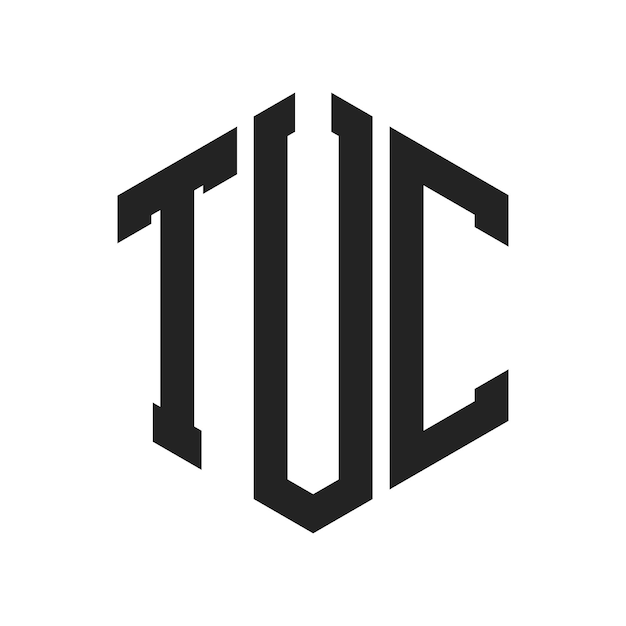 Diseño del logotipo TUC Letra inicial TUC Monograma Logotipo con forma de hexágono