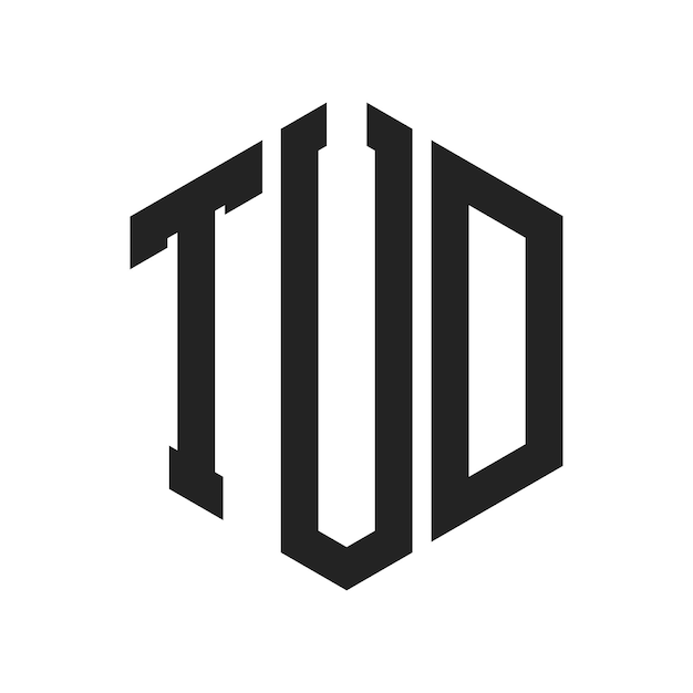 Diseño del logotipo TUD Letra inicial TUD Monograma Logotipo con forma de hexágono