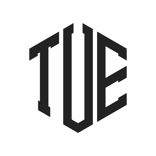 Diseño del logotipo de TUE Letra inicial TUE Monograma Logotipo con forma de hexágono