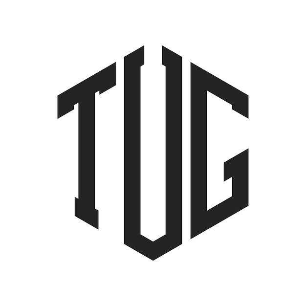 Diseño del logotipo de TUG Letra inicial Logotipo del monograma de TUG con forma de hexágono