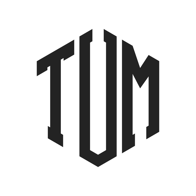 Diseño del logotipo de TUM Letra inicial TUM Monograma Logotipo con forma de hexágono