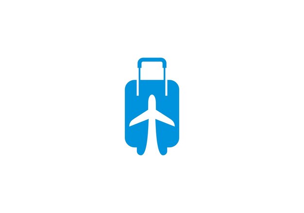 diseño de logotipo de turismo y viajes avión con plantilla de icona de maleta