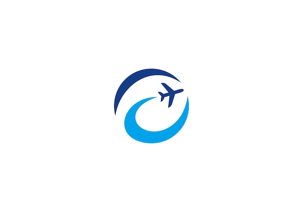 diseño de logotipo de turismo y viajes avión con plantilla de icono de globo