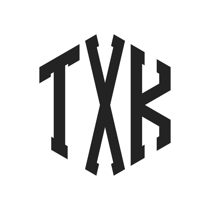 Vector diseño del logotipo txk letra inicial txk monograma logotipo con forma de hexágono