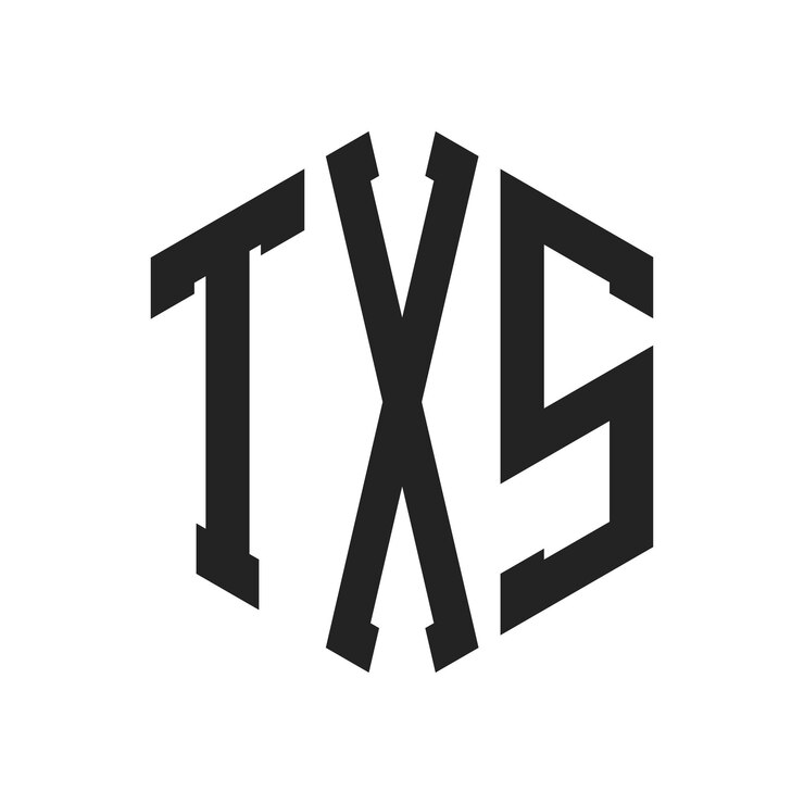 Vector diseño del logotipo txs letra inicial logotipo del monograma txs con forma de hexágono