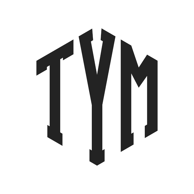 Diseño del logotipo TYM Letra inicial TYM Monograma Logotipo con forma de hexágono