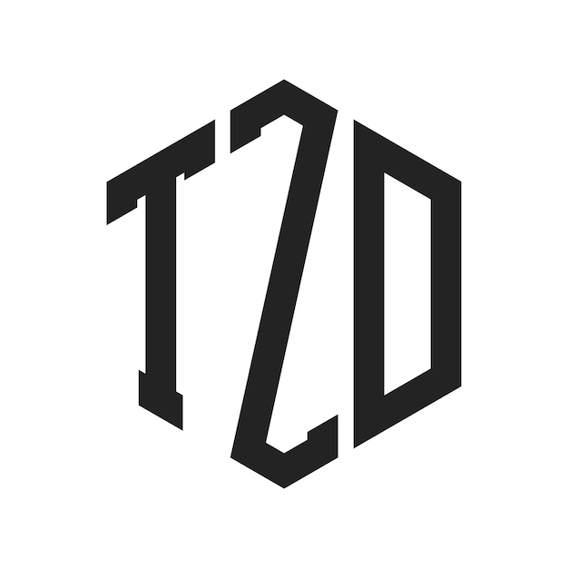 Diseño del logotipo de TZD Letra inicial TZD Monograma Logotipo con forma de hexágono