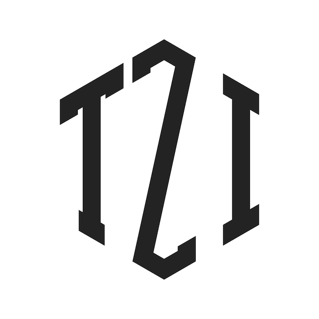 Diseño del logotipo TZI Letra inicial TZI Monograma Logotipo con forma de hexágono
