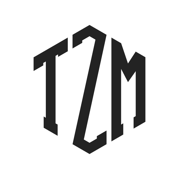 Diseño del logotipo de TZM Letra inicial TZM Monograma Logotipo con forma de hexágono