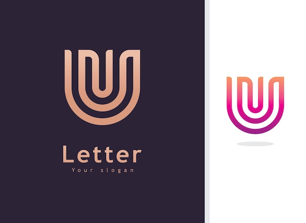 Diseño de logotipo U y plantilla Creative U icon iniciales basadas en letras en vector