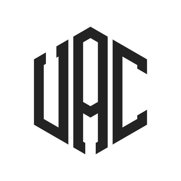 Diseño del logotipo de UAC Letra inicial Logotipo del monograma de UAC con forma de hexágono
