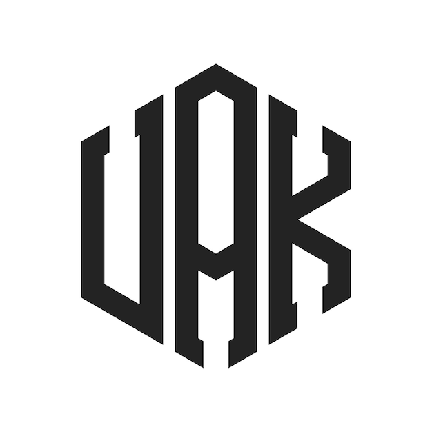 Diseño del logotipo de UAK Letra inicial UAK Monograma Logotipo con forma de hexágono