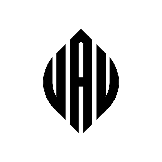 El diseño del logotipo de la UAU con letras elípticas con forma de círculo y elipse Las tres iniciales forman un logotipo de círculo Emblema de círculo Abstracto Monograma Letra Marca Vector
