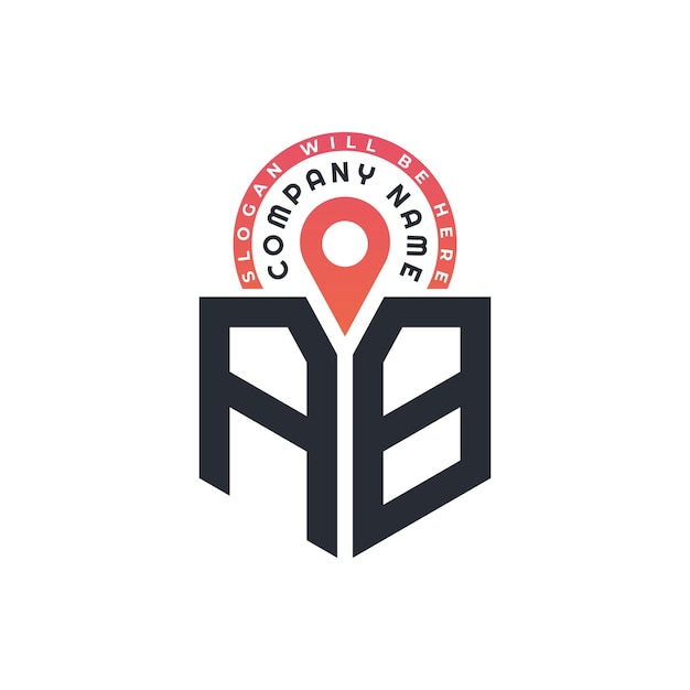 Diseño de logotipo de ubicación AB para reclutamiento de recursos humanos y navegación Carta Logotipo AB con icono de ubicación para negocios y tecnología