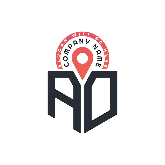 Diseño de logotipo de ubicación de AD para reclutamiento de recursos humanos y navegación Carta Logotipo de AD con icono de ubicación para negocios y tecnología