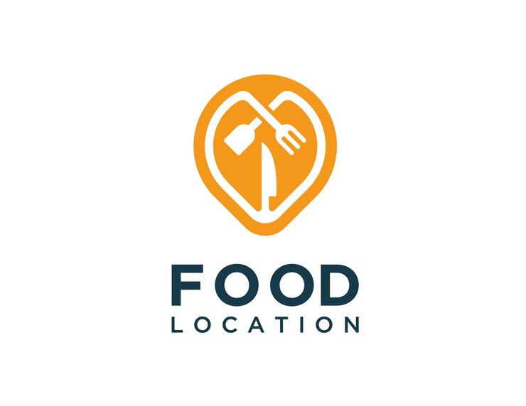 Diseño de logotipo de ubicación de alimentos