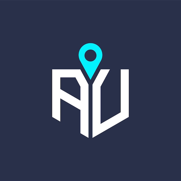 Diseño del logotipo de la ubicación de AU para el reclutamiento y la navegación Letra Icono vectorial del logotipo AU
