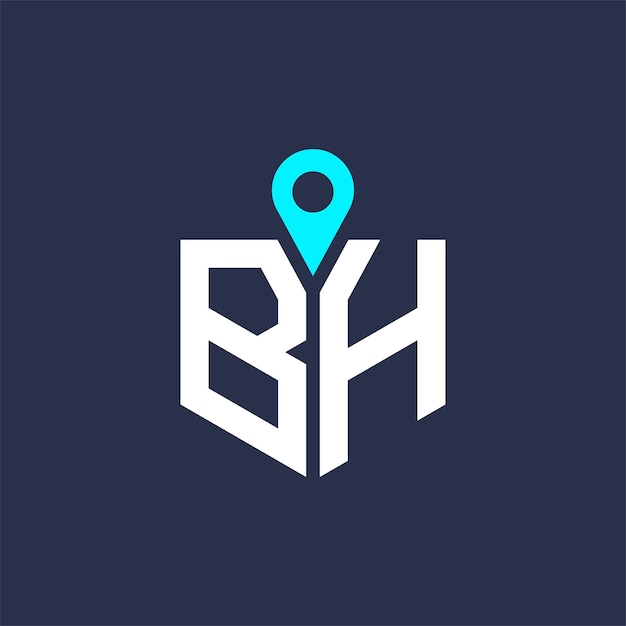 Diseño del logotipo de la ubicación de BH para el reclutamiento y la navegación Letra Icono vectorial del logotipo BH
