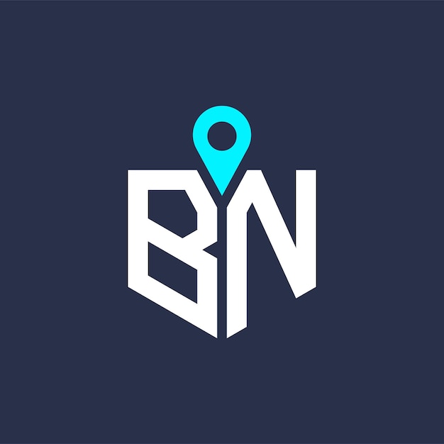 Diseño del logotipo de la ubicación de BN para el reclutamiento y la navegación Letra icono vectorial del logotipo BN