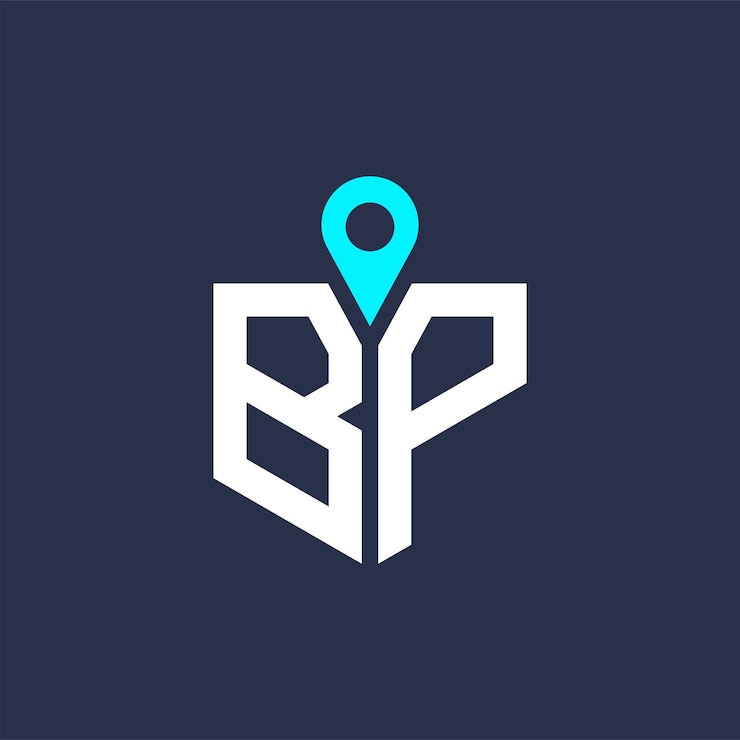 Vector diseño del logotipo de la ubicación de bp para el reclutamiento y la navegación carta icono vectorial del logotipio de bp