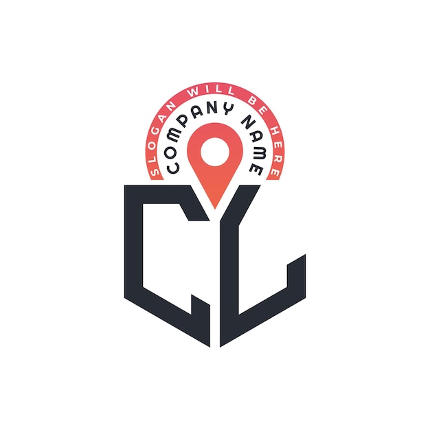 Diseño de logotipo de ubicación de CL para reclutamiento de recursos humanos y carta de navegación Logotipo de CL con icono de ubicación para negocios y tecnología
