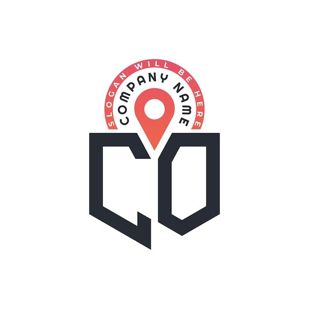 Diseño de logotipo de ubicación de CO para reclutamiento de recursos humanos y carta de navegación Logotipo de CO con icono de ubicación para negocios y tecnología