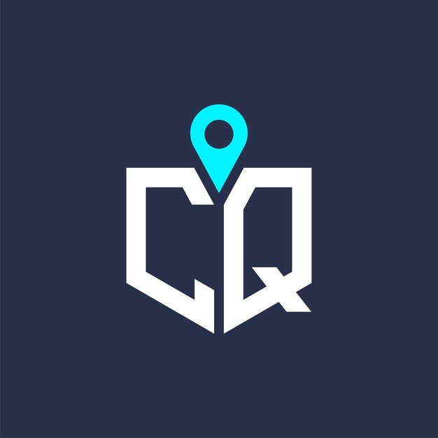 Diseño del logotipo de la ubicación de CQ para el reclutamiento y la navegación Letra Icono vectorial del logotipo CQ