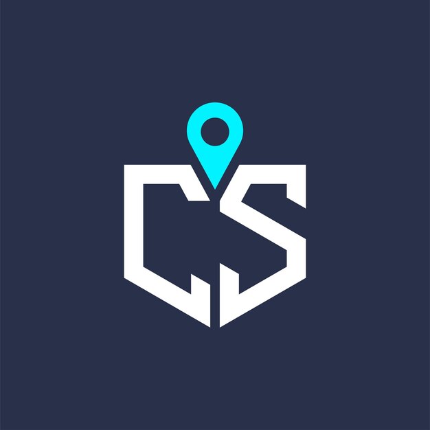 Diseño de logotipo de ubicación de CS para reclutamiento y navegación Carta Icono vectorial de logotipo CS