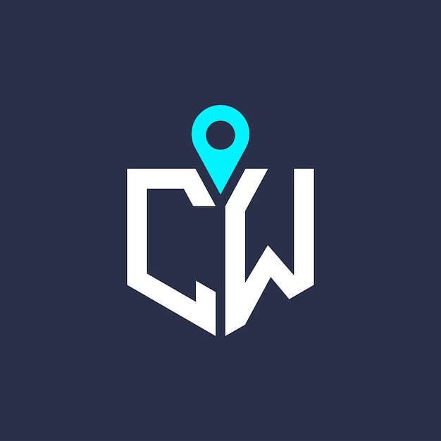 Diseño del logotipo de ubicación de CW para reclutamiento y navegación Letra icono vectorial del logotipo CW