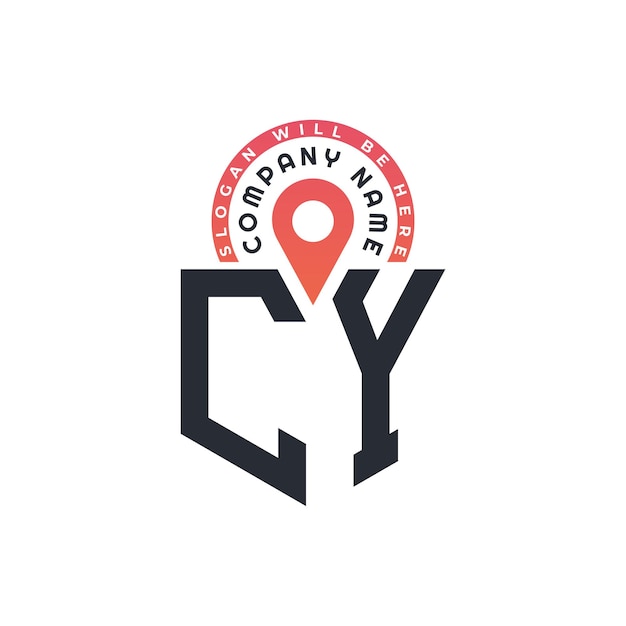Diseño de logotipo de ubicación de CY para reclutamiento de recursos humanos y navegación Carta Logotipo de CY con icono de ubicación para negocios y tecnología