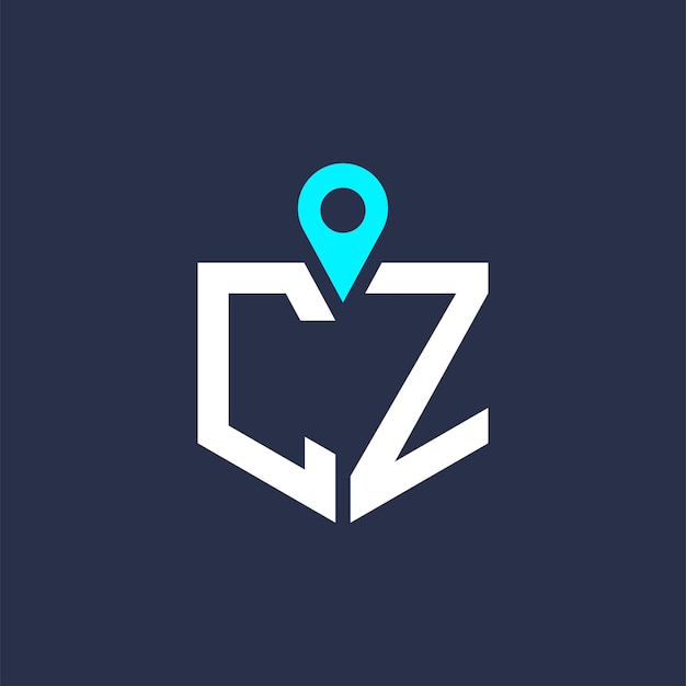 Diseño del logotipo de la ubicación de CZ para el reclutamiento y la navegación Letra icono vectorial del logotipo CZ
