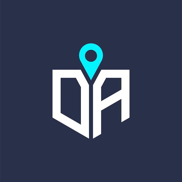 Diseño de logotipo de ubicación de DA para reclutamiento y navegación Carta Icono vectorial del logotipo de DA