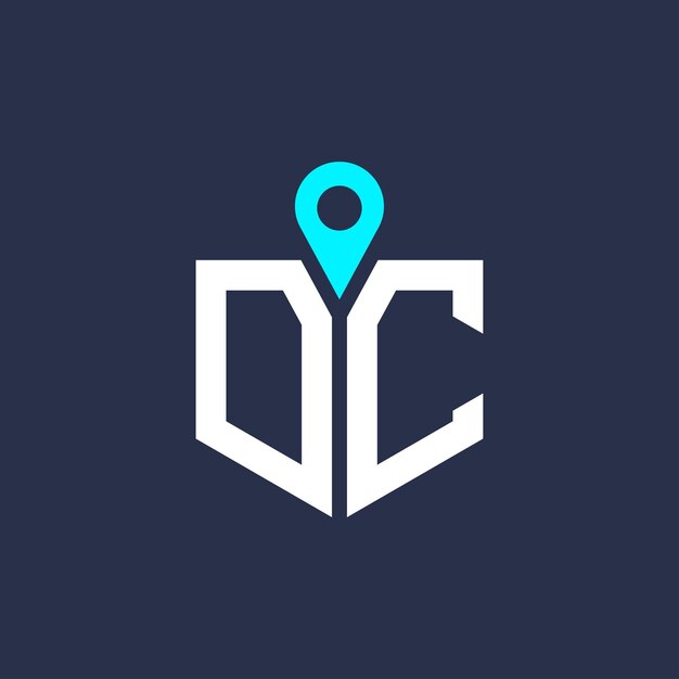 Diseño del logotipo de la ubicación de DC para el reclutamiento y la navegación Carta Icono vectorial de logotipo de DC