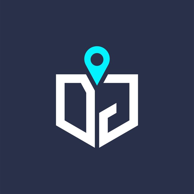 Diseño de logotipo de ubicación de DJ para reclutamiento y navegación Letra icono vectorial de logotipo DJ