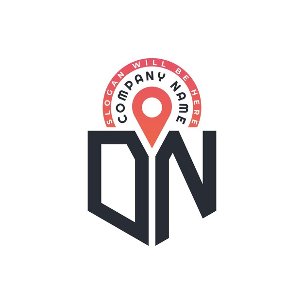 Diseño del logotipo de ubicación de DN para el reclutamiento de recursos humanos y la carta de navegación Logotipo de DN con icono de ubicación para negocios y tecnología