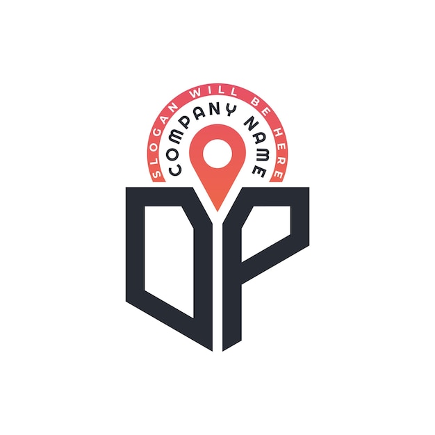Diseño de logotipo de ubicación de DP para reclutamiento de recursos humanos y carta de navegación Logotipo de DP con icono de ubicación para negocios y tecnología