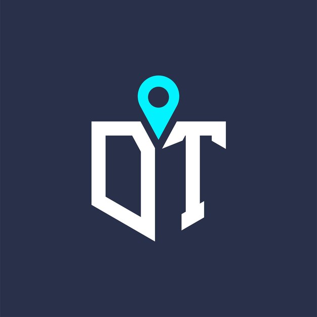 Diseño del logotipo de la ubicación de DT para el reclutamiento y la navegación Letra Icono vectorial del logotipo DT
